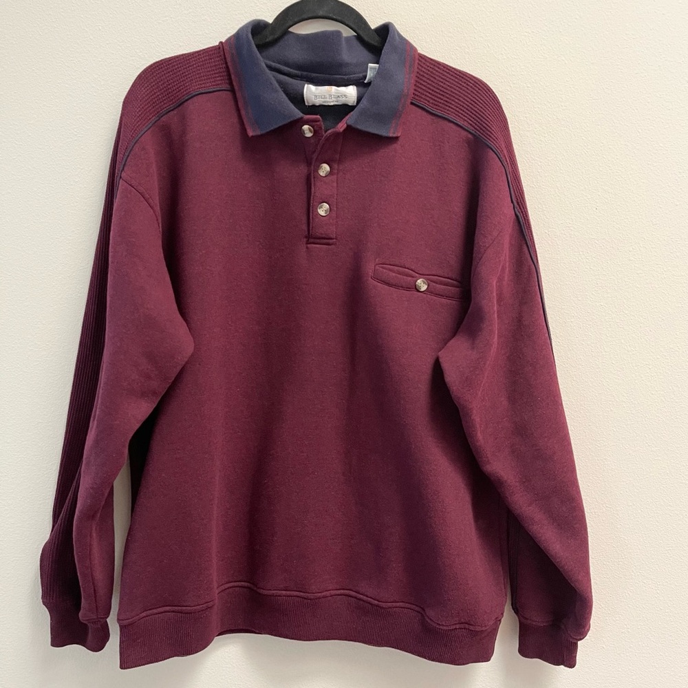 Vtg Bill Blass Menswear Navy & Burgundy polo grandpa Sweater size large